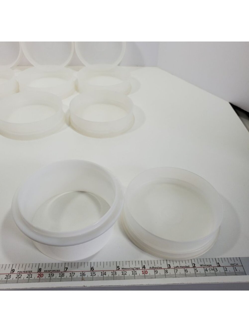 Tupperware 4" Hamburger Keepers 9 Lot Sheer And 1 White Ring Clear 882 NO PRESS - Picture 5 of 10